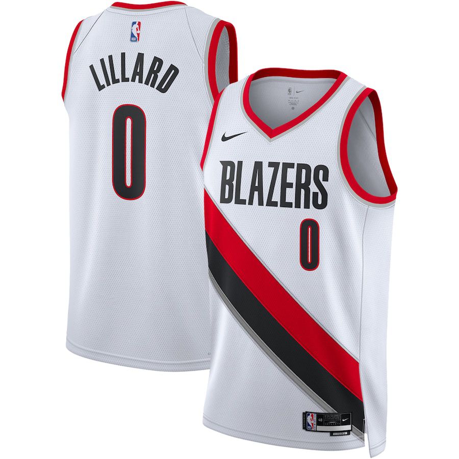 Men Portland Trail Blazers #0 Damian Lillard Nike White Association Edition 2022-23 Swingman NBA Jersey->customized nba jersey->Custom Jersey